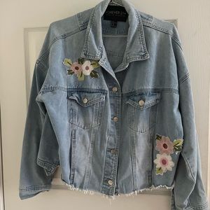 Forever 21 embroidered patch denim jacket